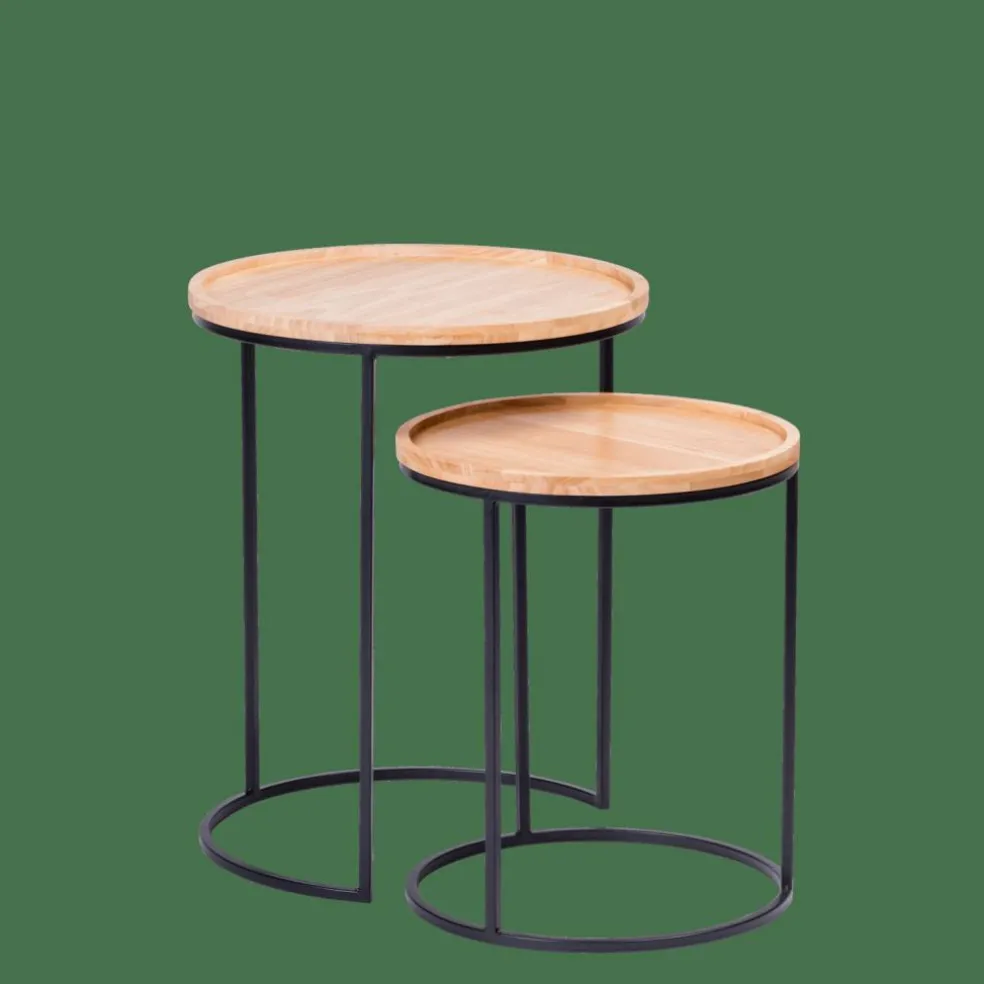 GOM Tavolini Set Di 2 Nero, Naturale