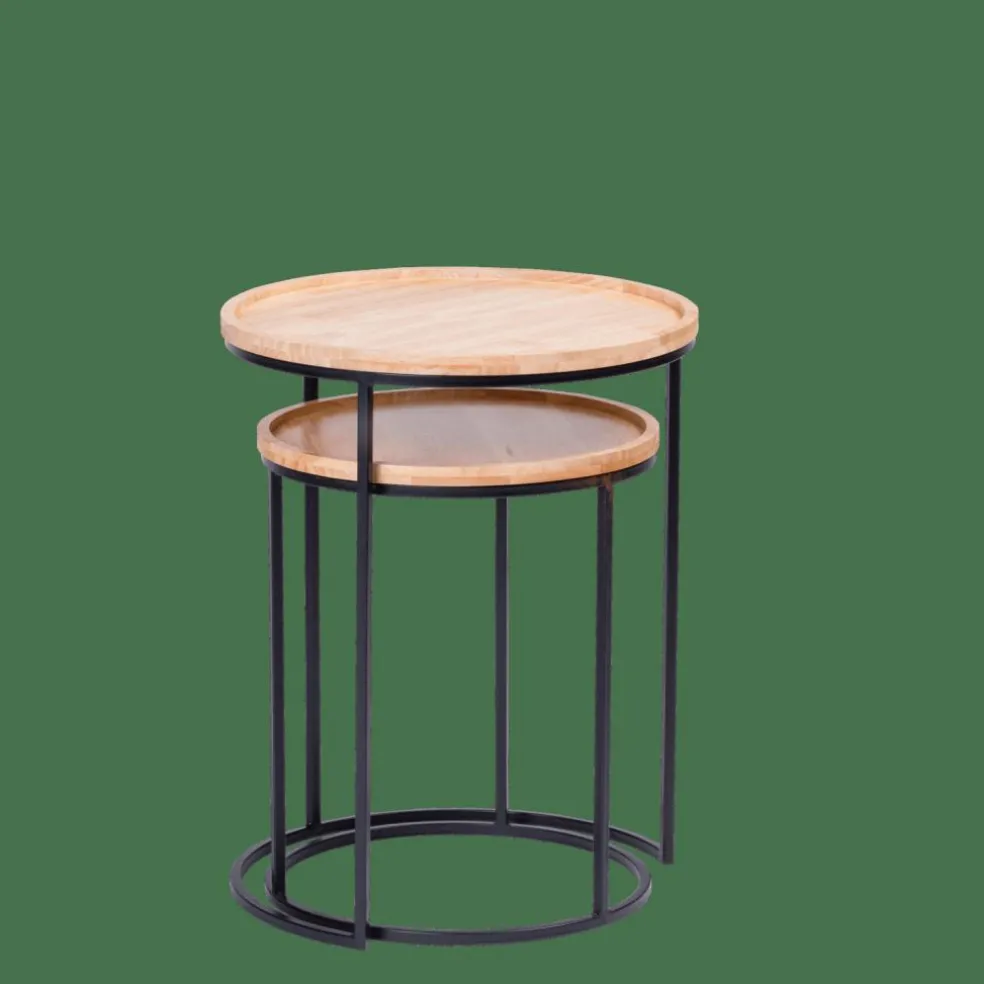GOM Tavolini Set Di 2 Nero, Naturale