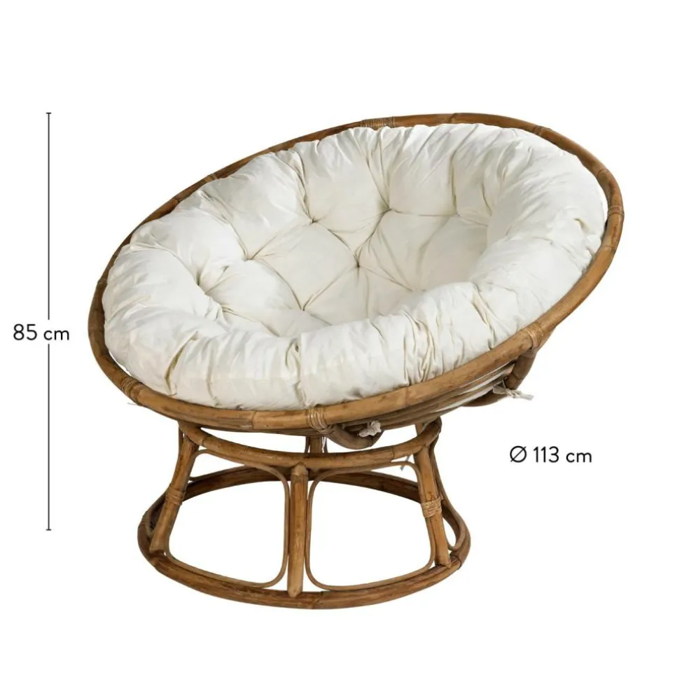 PAPASAN Sedia Lounge Naturale, Bianco Antico