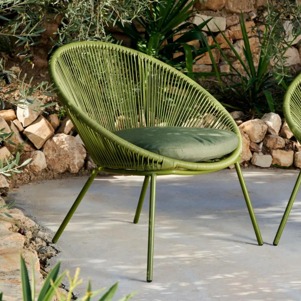 PAPAYO Sedia Lounge Con Cuscino Verde